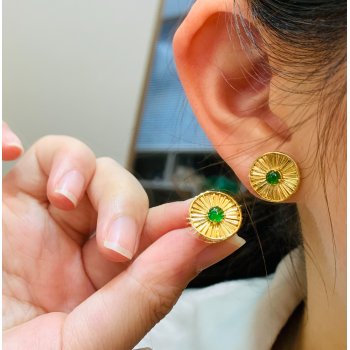 E006-18K黄翡翠精品耳...