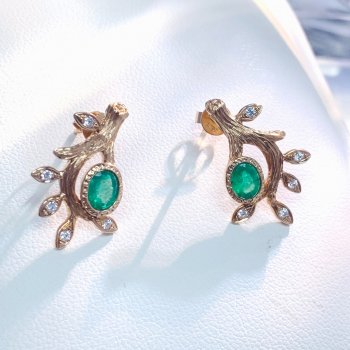 YE0152 祖母绿耳钉